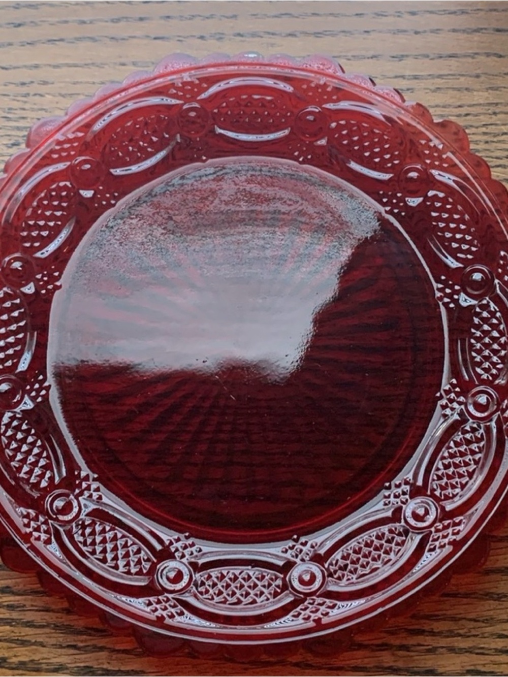 Avon Ruby Red Pressed Glass Decorative dessert plates set of 4